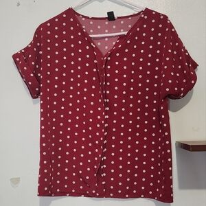 SHEIN Emery Rose Polka Dot short Sleeve Blouse